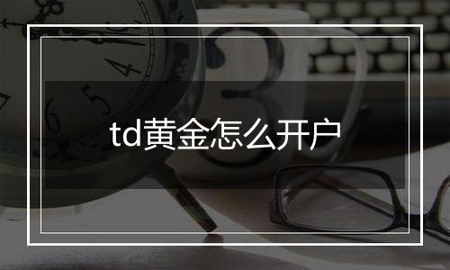 td黄金怎么开户