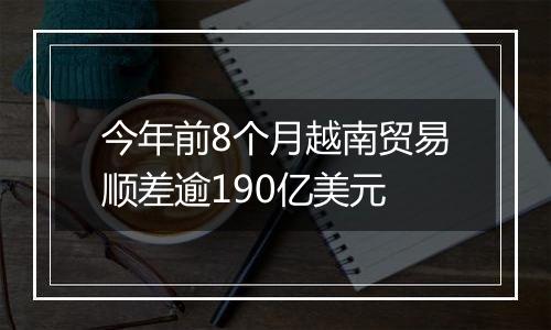 今年前8个月越南贸易顺差逾190亿美元