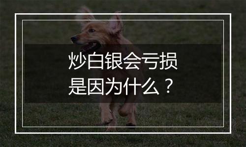 炒白银会亏损是因为什么？