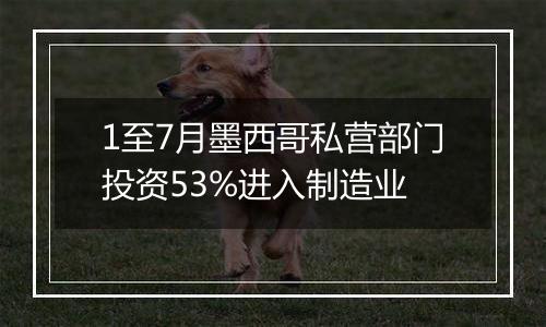 1至7月墨西哥私营部门投资53%进入制造业