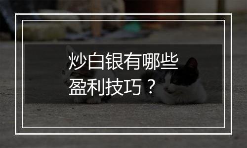 炒白银有哪些盈利技巧？