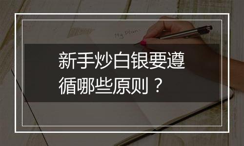 新手炒白银要遵循哪些原则？