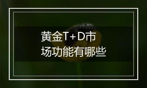 黄金T+D市场功能有哪些