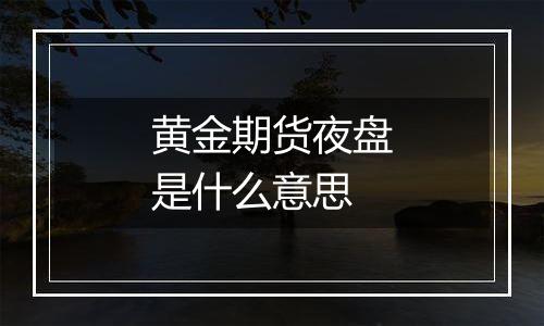 黄金期货夜盘是什么意思