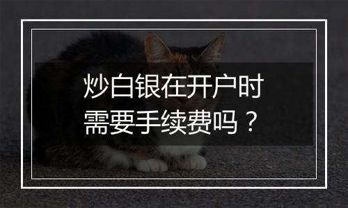 炒白银在开户时需要手续费吗？