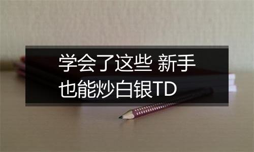 学会了这些 新手也能炒白银TD