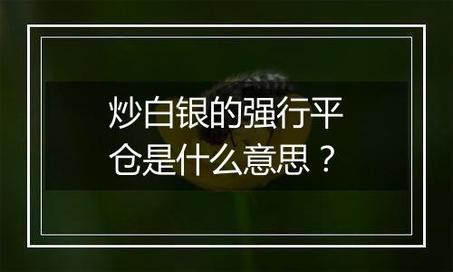 炒白银的强行平仓是什么意思？