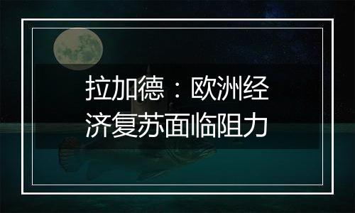 拉加德：欧洲经济复苏面临阻力