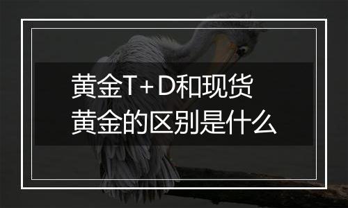 黄金T+D和现货黄金的区别是什么