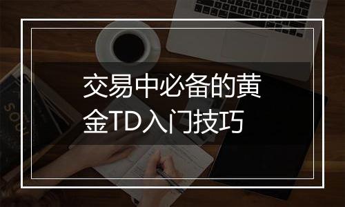 交易中必备的黄金TD入门技巧