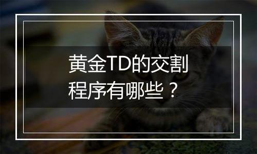 黄金TD的交割程序有哪些？