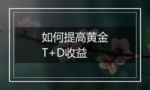 如何提高黄金T+D收益