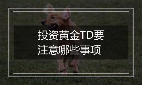 投资黄金TD要注意哪些事项