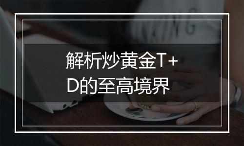 解析炒黄金T+D的至高境界