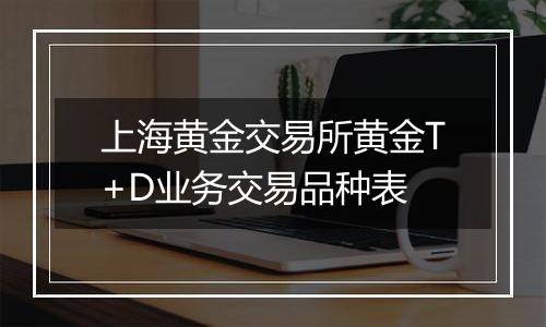 上海黄金交易所黄金T+D业务交易品种表