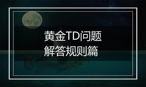 黄金TD问题解答规则篇