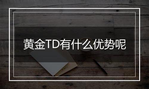 黄金TD有什么优势呢