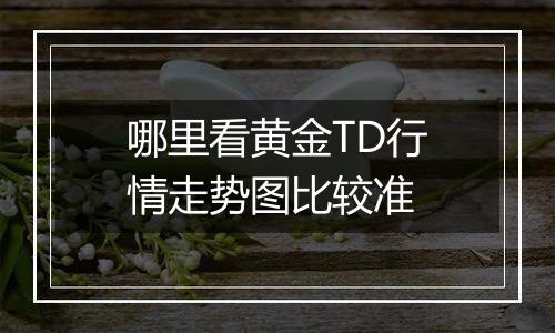 哪里看黄金TD行情走势图比较准