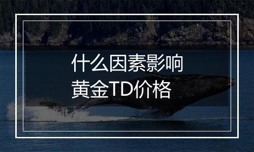 什么因素影响黄金TD价格