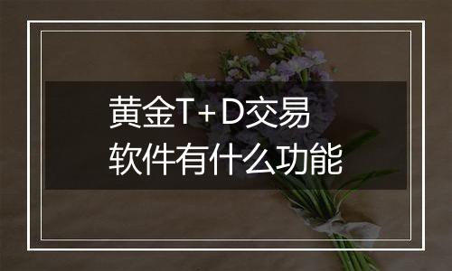 黄金T+D交易软件有什么功能