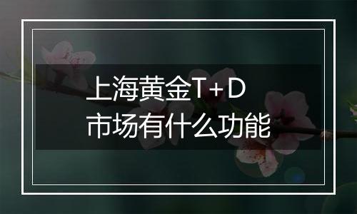 上海黄金T+D市场有什么功能