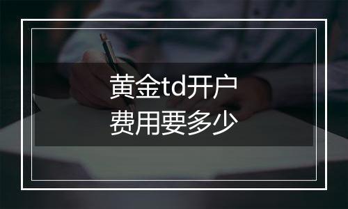 黄金td开户费用要多少