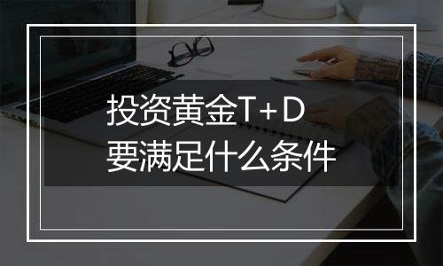 投资黄金T+D要满足什么条件