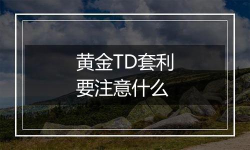 黄金TD套利要注意什么