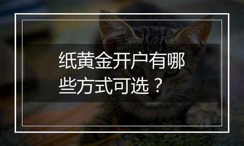 纸黄金开户有哪些方式可选？