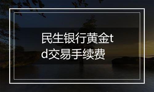 民生银行黄金td交易手续费