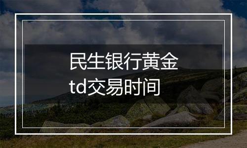 民生银行黄金td交易时间