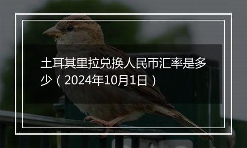 土耳其里拉兑换人民币汇率是多少（2024年10月1日）