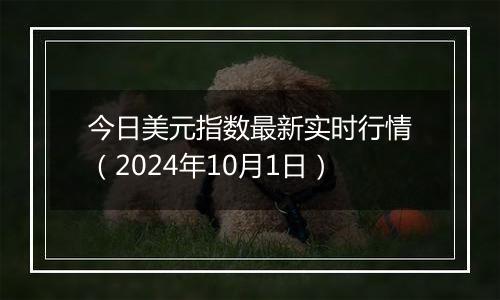 今日美元指数最新实时行情（2024年10月1日）