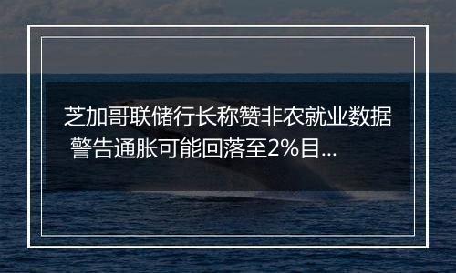 芝加哥联储行长称赞非农就业数据 警告通胀可能回落至2%目标以下