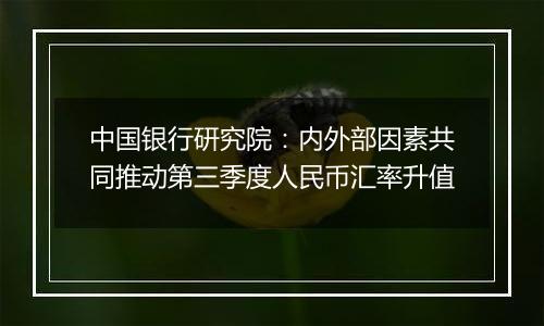 中国银行研究院：内外部因素共同推动第三季度人民币汇率升值