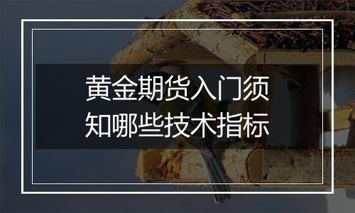 黄金期货入门须知哪些技术指标