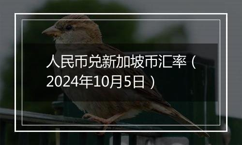 人民币兑新加坡币汇率（2024年10月5日）