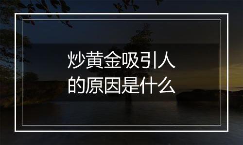 炒黄金吸引人的原因是什么