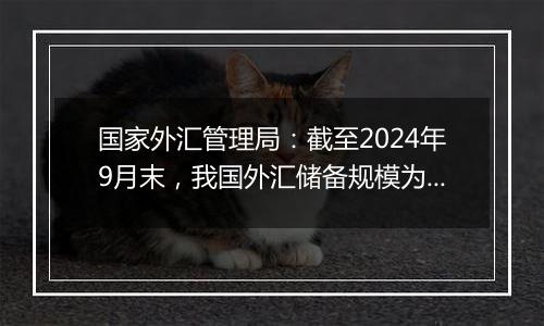 国家外汇管理局：截至2024年9月末，我国外汇储备规模为33164亿美元