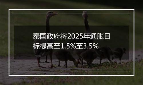 泰国政府将2025年通胀目标提高至1.5%至3.5%