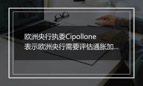 欧洲央行执委Cipollone表示欧洲央行需要评估通胀加速回落的态势