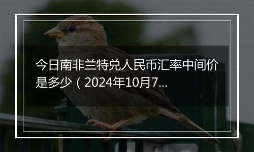 今日南非兰特兑人民币汇率中间价是多少（2024年10月7日）