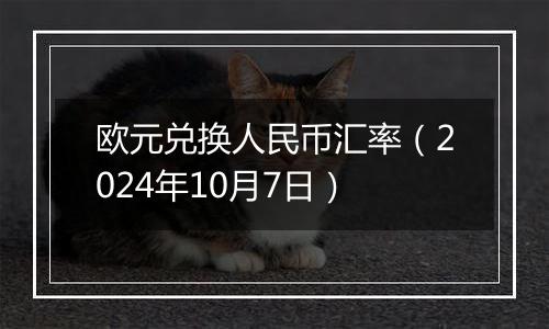 欧元兑换人民币汇率（2024年10月7日）