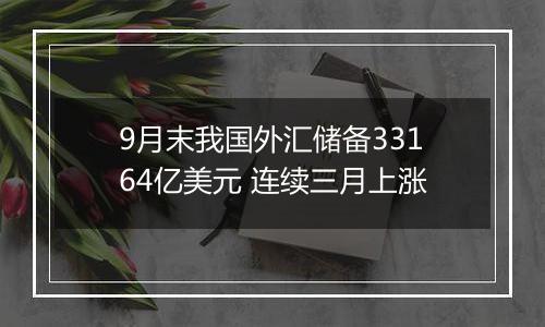 9月末我国外汇储备33164亿美元 连续三月上涨