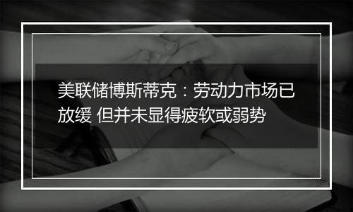 美联储博斯蒂克：劳动力市场已放缓 但并未显得疲软或弱势