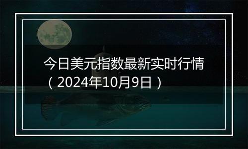 今日美元指数最新实时行情（2024年10月9日）