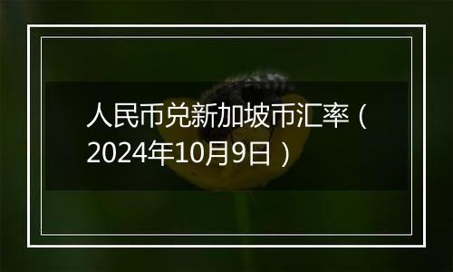 人民币兑新加坡币汇率（2024年10月9日）