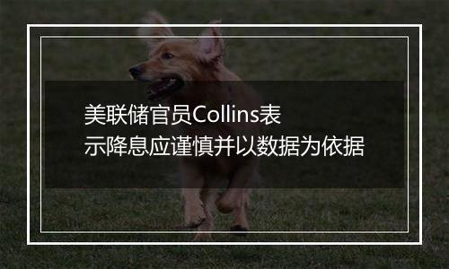 美联储官员Collins表示降息应谨慎并以数据为依据