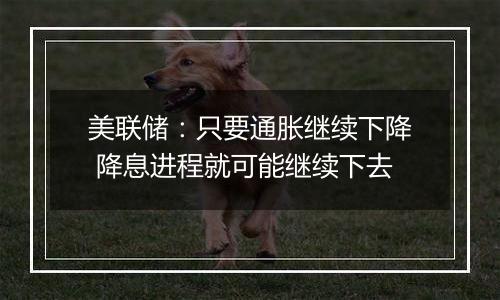 美联储：只要通胀继续下降 降息进程就可能继续下去