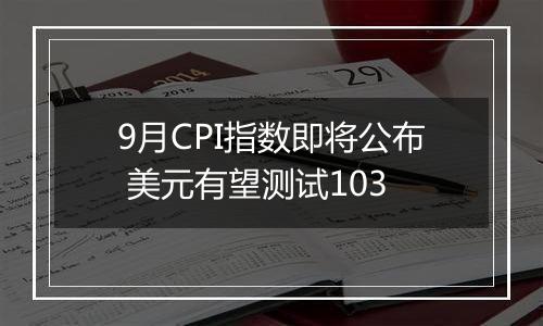 9月CPI指数即将公布 美元有望测试103